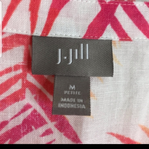 J Jill Linen Tunic Popover V Neck 3/4 Sleeves - Picture 3 of 4